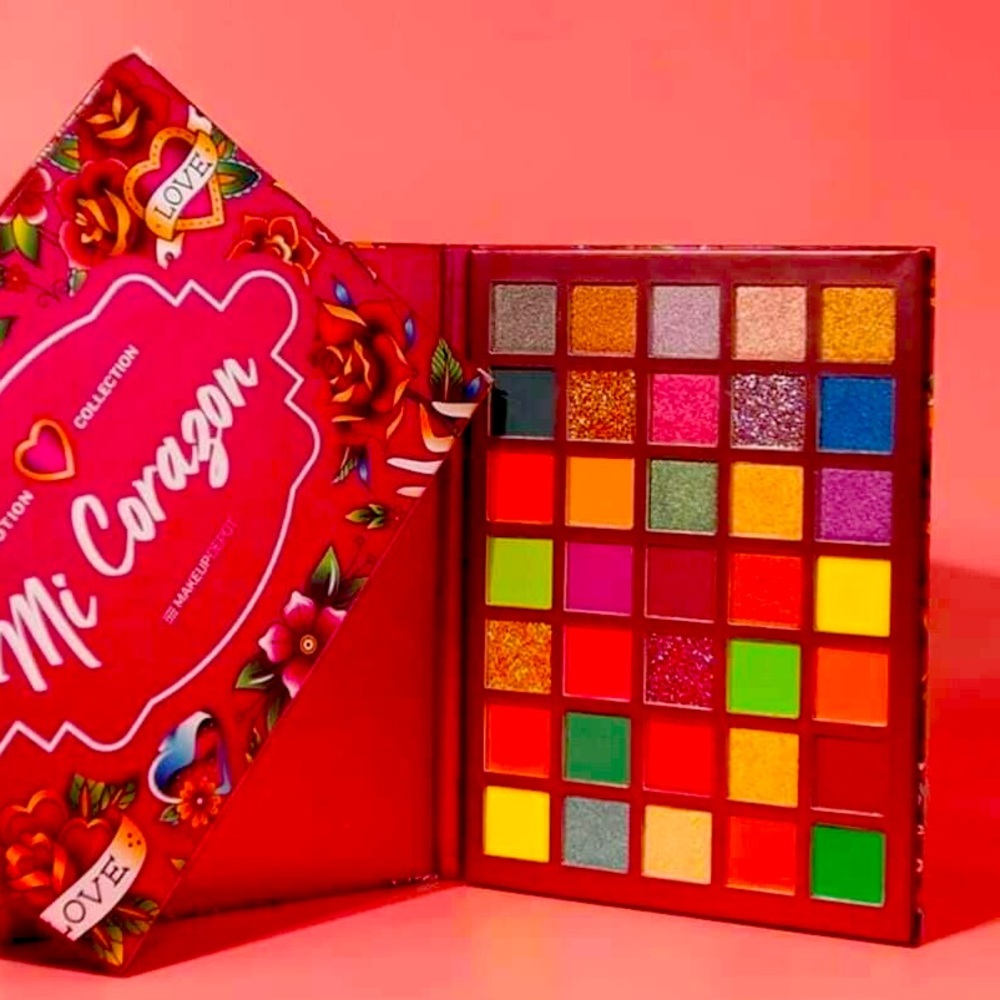 The Mi Corazon palette features 35 shades ranging from colorful shadows satin